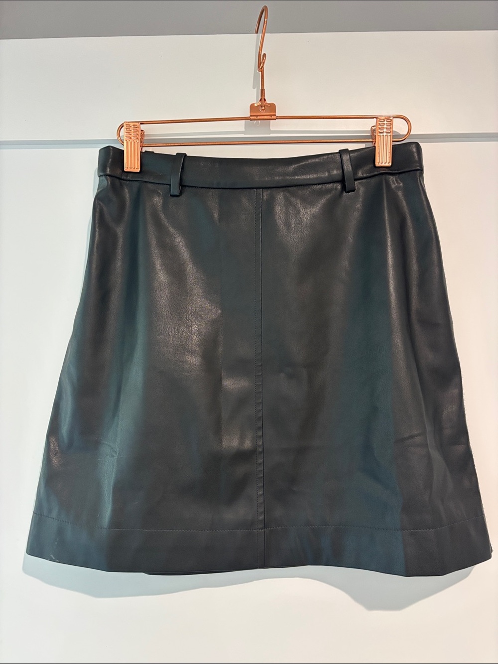 J. Crew Black Faux Leather A-Line Mini Skirt